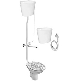 Видуар ОВАЛЬНЫЙ, высокий бачок КЕРАМИКА, бачок для раствора КЕРАМИКА и СМЕСИТЕЛЬ (БЕЗ ПЕДАЛИ), 16569 фото в интернет-магазине СанКомп www.sancomp.ru