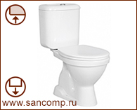 Унитаз компакт керамика вертикальный выпуск (635х360х770), комплектация Комфорт, цвет Белый фото  в интернет-магазине Санкомп