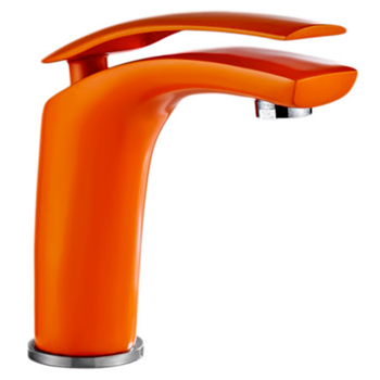 Смеситель для раковины ОДНОРЫЧАЖНЫЙ цветной ОРАНЖЕВЫЙ фото  в интернет-магазине Санкомп