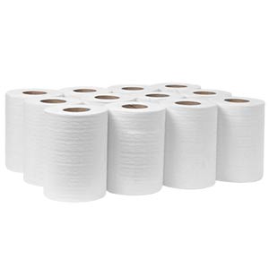 Полотенца бумажные двухслойные рулонные с центральной вытяжкой (90 метров) (упаковка 12 рулонов) ПРЕ фото  в интернет-магазине Санкомп