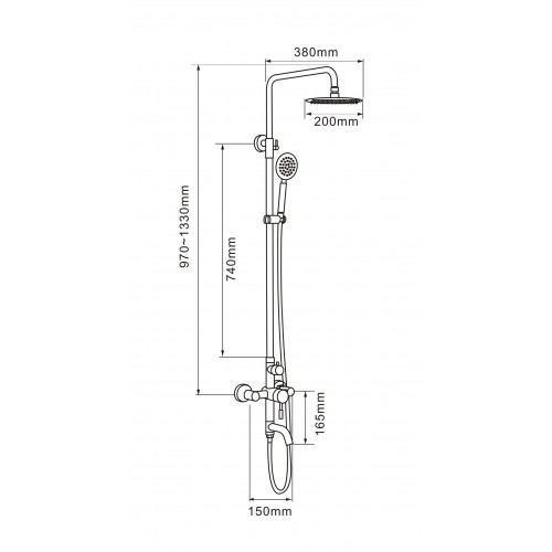 Смеситель нержавеющая сталь душевая система тропический душ, ручной душ, излив 150 мм фото  в интернет-магазине Санкомп