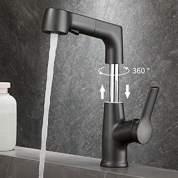 Смеситель настольный высокий с вытяжным душем, 21385 фото  в интернет-магазине Санкомп