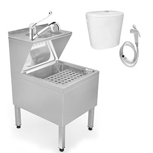 Видуар мойка нержавеющая сталь, смеситель с выдвижной лейкой бачок для дезраствора КЕРАМИКА, 18405 фото в интернет-магазине СанКомп www.sancomp.ru