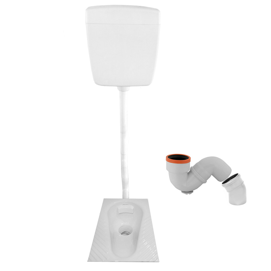 Чаша Генуя ЧУГУН смещенный выпуск с бачком среднерасположенным ПЛАСТИК сифон УНИВЕРСАЛЬНЫЙ, 11545 фото  в интернет-магазине Санкомп