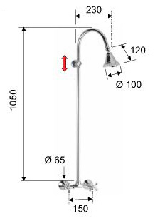 Душевая система ВЕРХНИЙ ДУШ двухвентильная фото  в интернет-магазине Санкомп