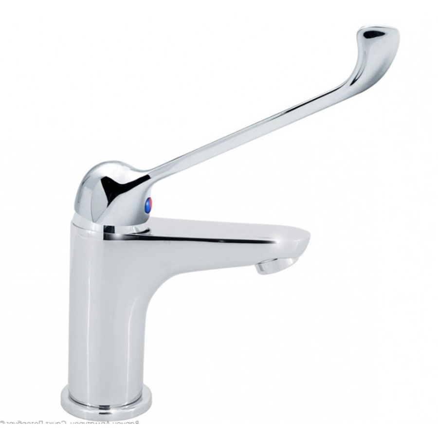 Смеситель ЛОКТЕВОЙ (ХИРУРГИЧЕСКИЙ) для раковины ЛИТОЙ длина излива 110 мм, ШПИЛЬКА , 02715 фото  в интернет-магазине Санкомп