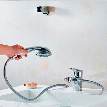 Смеситель на борт ванны ОДНОРЫЧАЖНЫЙ излив литой, лейка 1 режим 21784 фото  в интернет-магазине Санкомп