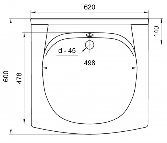 Умывальник для инвалидов керамика без под смеситель с переливом 600х620х200 с сифоном и кронштейнами фото  в интернет-магазине Санкомп