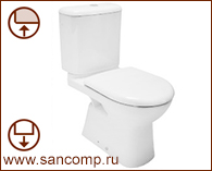 Унитаз компакт керамика вертикальный выпуск (670х360х785), комплектация Комфорт, цвет Белый фото  в интернет-магазине Санкомп