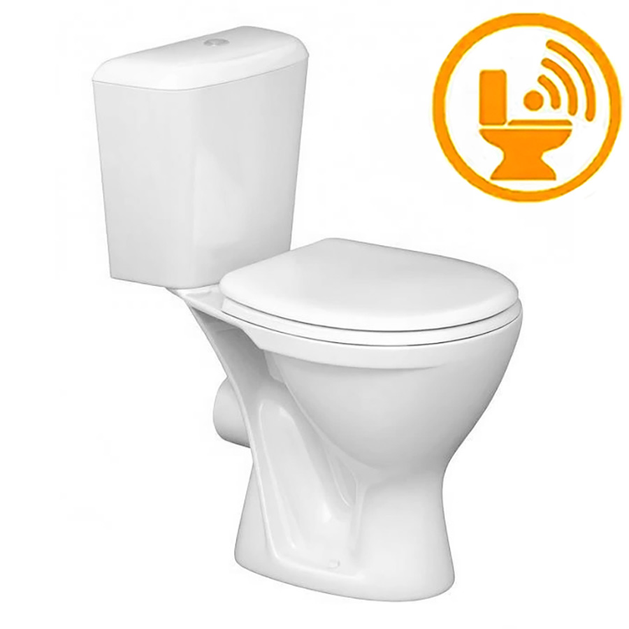 Унитаз-компакт керамика горизонтальный выпуск (625х360х770) СЕНСОРНЫЙ, сиденье, 16454  фото  в интернет-магазине Санкомп