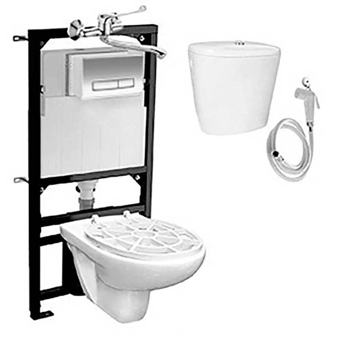 Видуар ПОДВЕСНОЙ ПРО, с инсталляцией, бачком для раствора КЕРАМИКА, СО СМЕСИТЕЛЕМ, 25297 фото  в интернет-магазине Санкомп