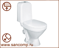 Унитаз компакт керамика косой выпуск (640х350х805) , комплектация Люкс, цвет Белый фото  в интернет-магазине Санкомп
