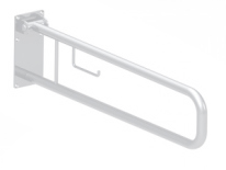 Поручень настенный подъёмный с держателем для туалетной бумаги стальной БЕЛЫЙ 840х100х250 фото  в интернет-магазине Санкомп