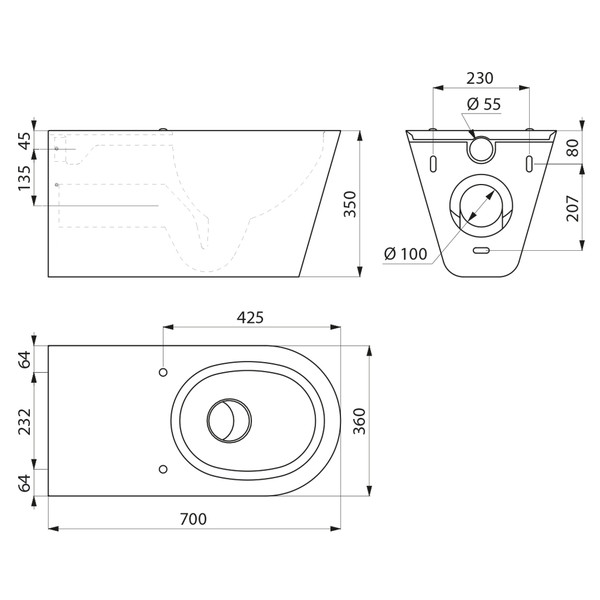 Унитаз подвесной для инвалидов из нержавеющей стали (700х359х350) фото  в интернет-магазине Санкомп