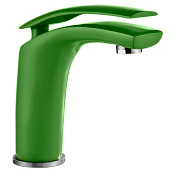 Смеситель для раковины ОДНОРЫЧАЖНЫЙ цветной ЗЕЛЕНЫЙ фото  в интернет-магазине Санкомп