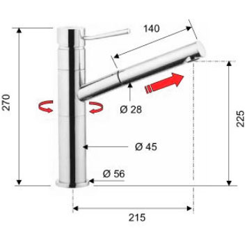 Смеситель для кухни с вытяжным душем, 03755 фото  в интернет-магазине Санкомп