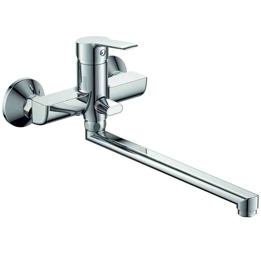 Смеситель для ванны настенный ОДНОРЫЧАЖНЫЙ, излив поворотный 265 мм, лейка 1 режим, 26120 фото  в интернет-магазине Санкомп