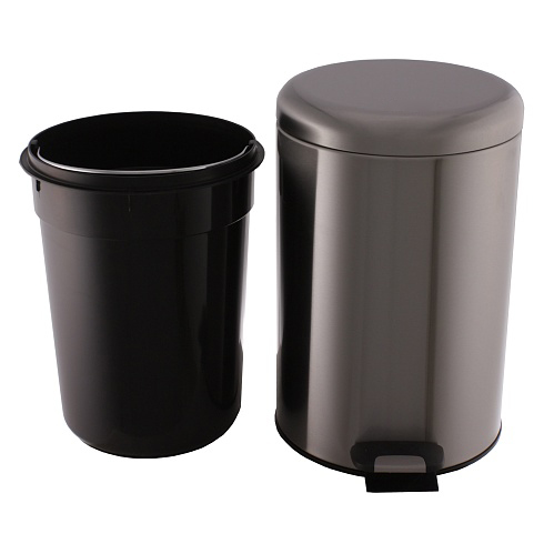 Ведро из нержавеющей стали с подъёмной крышкой 12 литров Матовое, 21217 фото  в интернет-магазине Санкомп