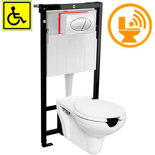 Унитаз подвесной для инвалидов МГН с инсталляцией СЕНСОР, СИДЕНЬЕ фото  в интернет-магазине Санкомп