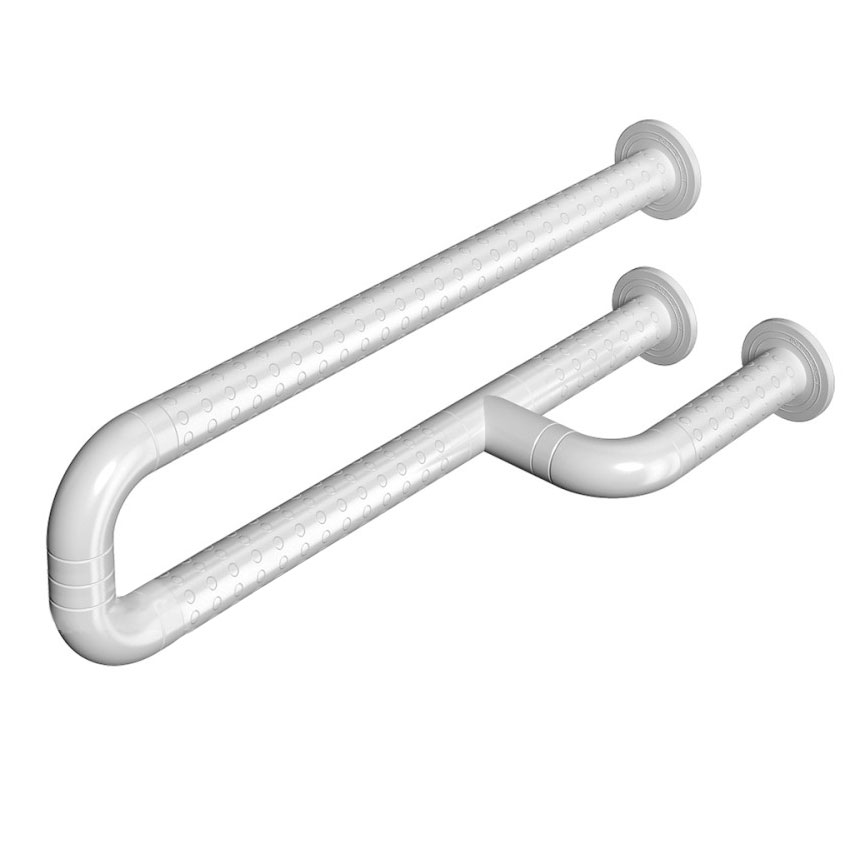 Поручень настенный 3 опоры Антибактериальный покрыт нейлоном Белый 600х230х280 мм, 20210 фото  в интернет-магазине Санкомп