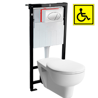 Унитаз для инвалидов МГН подвесной с инсталляцией СИДЕНЬЕ С КРЫШКОЙ  фото  в интернет-магазине Санкомп