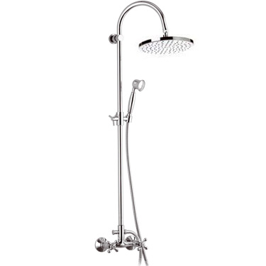 Душевая система ВЕРХНИЙ ДУШ 230 мм двухвентильная, лейка 1 режим на гибком шланге фото  в интернет-магазине Санкомп