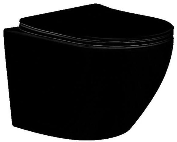 Унитаз подвесной БЕЗОБОДКОВЫЙ ЧЕРНЫЙ (525х360х320) С СИДЕНЬЕМ МИКРОЛИФТ 24592  фото  в интернет-магазине Санкомп
