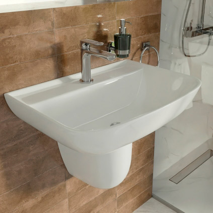 Умывальник 55 см с отверстием под смеситель в комплекте с полупьедесталом, 24549 фото  в интернет-магазине Санкомп