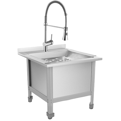 Ногомойка из нержавеющей стали 600х530х500 мм, С НАКЛАДНОЙ РЕШЕТКОЙ СМЕСИТЕЛЬ (ЭКОНОМ), 14244 фото  в интернет-магазине Санкомп