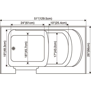 Ванна для инвалидов и пожилых с дверцей с сиденьем 1350х750х990 мм ЛЕВАЯ, 22025 фото  в интернет-магазине Санкомп
