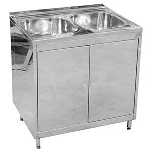 Тумба медицинская с 2-чашечной мойкой (металл) 24458 фото  в интернет-магазине Санкомп