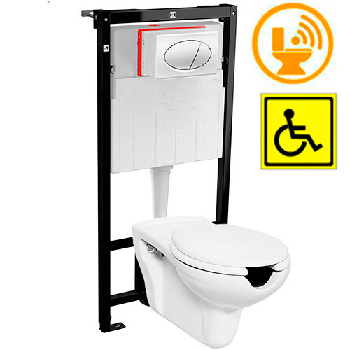 Унитаз для инвалидов МГН подвесной с инсталляцией СЕНСОР СИДЕНЬЕ С КРЫШКОЙ, 24806 фото  в интернет-магазине Санкомп