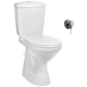 Унитаз-компакт для инвалидов МГН, КОСОЙ, 600х370х820 (450), КНОПКА ХРОМ НА СТЕНЕ, СИДЕНЬЕ ПП, 20104 фото  в интернет-магазине Санкомп