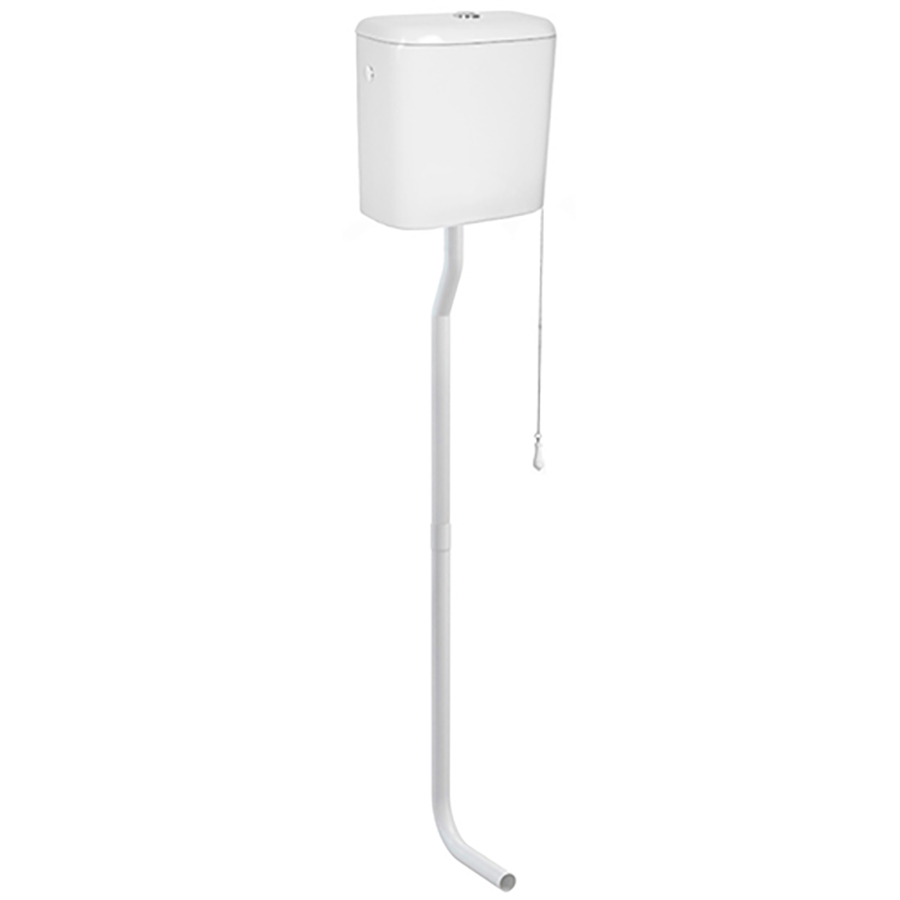 Бачок высокий подвесной КЕРАМИКА в комплекте с арматурой и ХРОМИРОВАННОЙ трубкой 185х380х385, 8688  фото  в интернет-магазине Санкомп