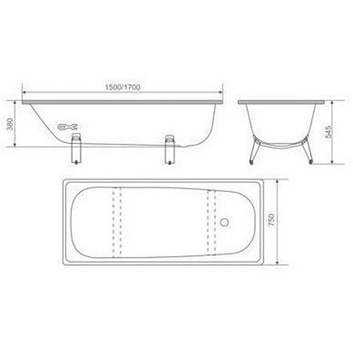 Ванна стальная 1700х700 в комплекте с ножками с уравнителем  электрических потенциалов 18330 фото  в интернет-магазине Санкомп