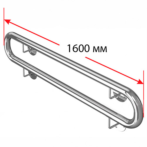 Поручень опорный, двойной, с кронштейнами, пристенный, нержавеющая сталь 1600 мм фото  в интернет-магазине Санкомп