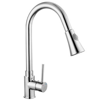 Смеситель настольный высокий с вытяжным душем, 16360 фото  в интернет-магазине Санкомп