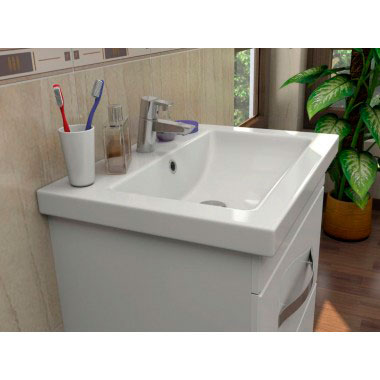 Тумба подвесная в комплекте с раковиной 60 см БЕЛАЯ фото  в интернет-магазине Санкомп