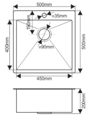 Мойка врезная нержавейка 500х500x200 мм С/О МАТОВАЯ БРОНЗА с сифоном, 17835 фото  в интернет-магазине Санкомп