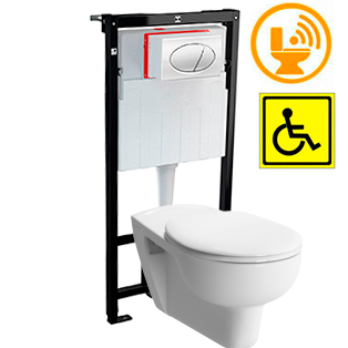 Унитаз для инвалидов МГН подвесной с инсталляцией СЕНСОР СИДЕНЬЕ С КРЫШКОЙ, 24806 фото  в интернет-магазине Санкомп