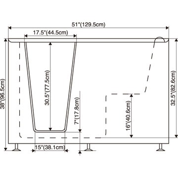 Ванна для инвалидов и пожилых с дверцей с сиденьем 1350х750х990 мм ЛЕВАЯ, 22025 фото  в интернет-магазине Санкомп