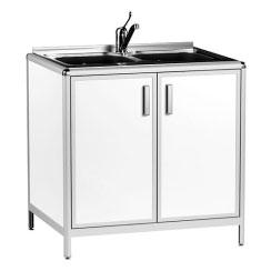 Стол-мойка лабораторная из химстойкого пластика толщиной 3 мм, чаша из нержавеющей ста 860х650х850мм фото  в интернет-магазине Санкомп