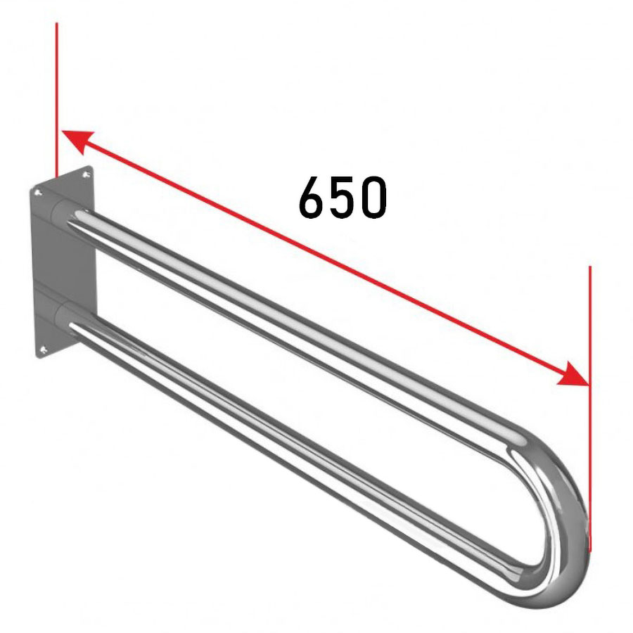 Поручень настенный из нержавеющей стали 650 мм, 24883 фото  в интернет-магазине Санкомп