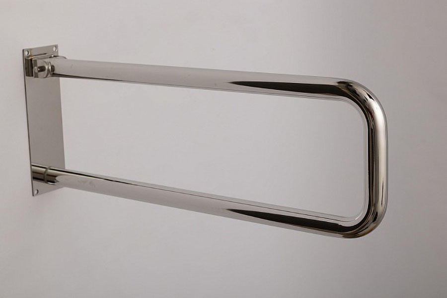 Поручень настенный откидной округлый из нержавеющей стали 800х230x75 мм, 22079 фото  в интернет-магазине Санкомп