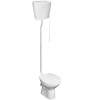 Унитаз с высоким бачком керамика, сидение антибактериальное МИКРОЛИФТ, труба наружная пластик фото  в интернет-магазине Санкомп