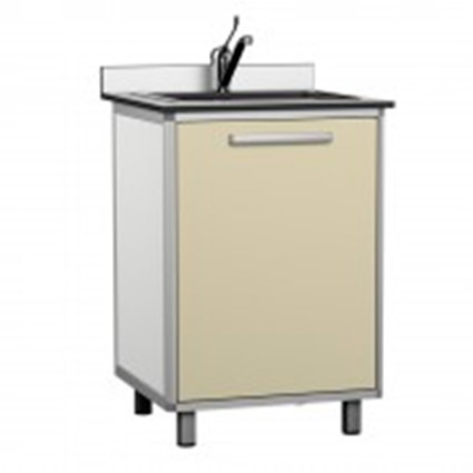 Стол медицинский с мойкой габариты 600х600х850 мм (фасад светло-бежевый), 23369 фото  в интернет-магазине Санкомп