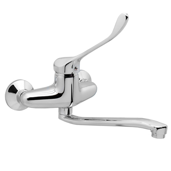 Смеситель ЛОКТЕВОЙ (ХИРУРГИЧЕСКИЙ) настенный, (К40), с поворотным плоским S-образным изливом 25 см фото  в интернет-магазине Санкомп