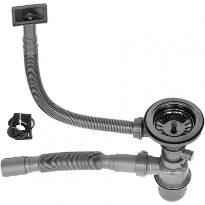 Мойка врезная нержавейка 450х450x200 мм Б/О МАТОВАЯ ГРАФИТ с сифоном, 17810 фото  в интернет-магазине Санкомп