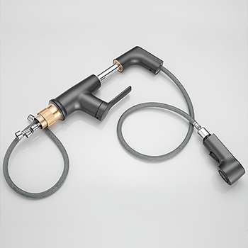 Смеситель настольный высокий с вытяжным душем, 21385 фото  в интернет-магазине Санкомп