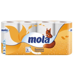 Полотенца бумажные двухслойные рулонные (12,4 метров) (4 рулона) фото  в интернет-магазине Санкомп